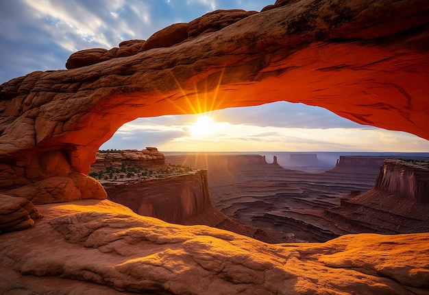 Photo de l'arche de mesa au lever du soleil du matin