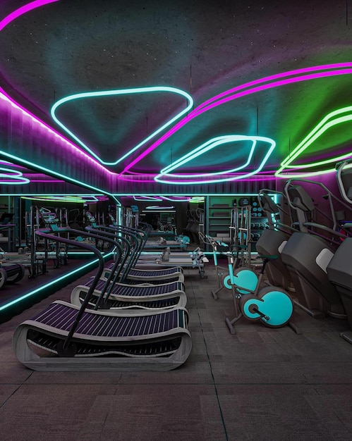 une photo d'un architecte à l'intérieur avec des lumières colorées