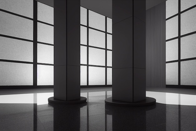 Photo d'architecture moderne retravaillée avec une zone vide spacieuse pour le placement de texte Intérieur d'entreprise abstrait dans le minimalisme ou la conception hitech rendu 3d