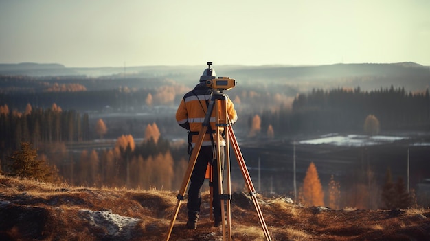 Une photo d'un arpenteur au travail