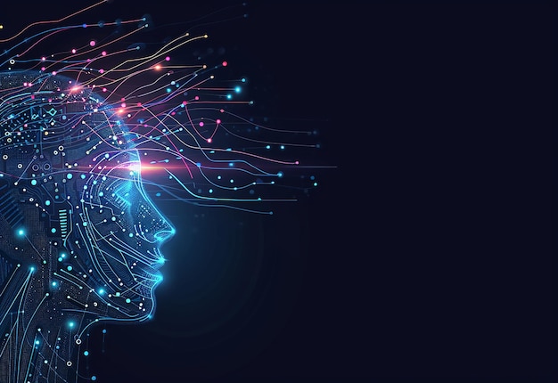 Photo de l'arrière-plan du cerveau du concept de technologie d'IA avec transformation numérique