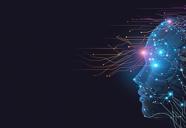 Photo photo de l'arrière-plan du cerveau du concept de technologie d'ia avec transformation numérique