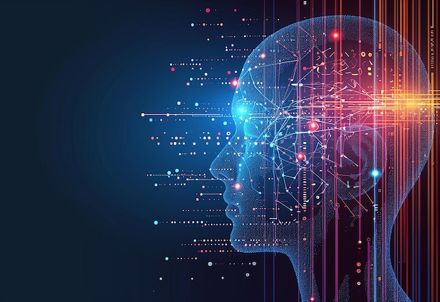 Photo de l'arrière-plan du cerveau du concept de technologie d'IA avec transformation numérique