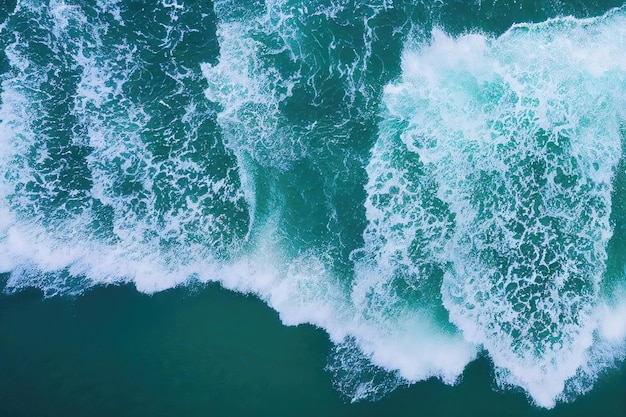 Photo d'arrière-plan spectaculaire vue de dessus aérienne des éclaboussures d'eau de mer de l'océan