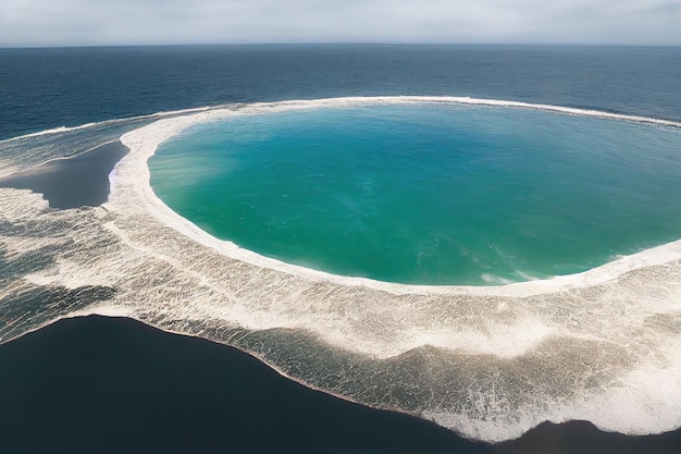 Photo d'arrière-plan spectaculaire vue de dessus aérienne des éclaboussures d'eau de mer de l'océan