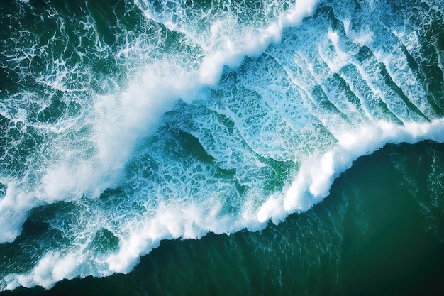 Photo d'arrière-plan spectaculaire vue de dessus aérienne des éclaboussures d'eau de mer de l'océan