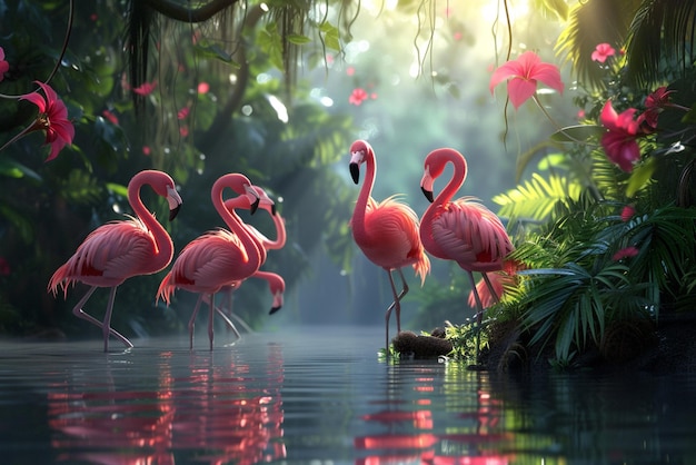 Photo une photo d'art conceptuel créatif d'un flamant rose