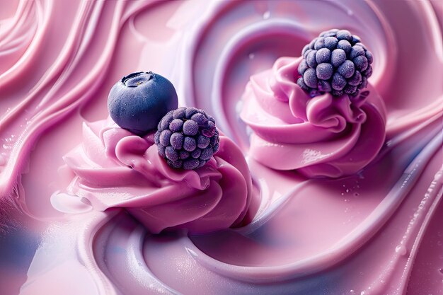 Photo d'art de nourriture publicitaire de crème au caillé géométrie du goût minimalisme bleuet bleuet