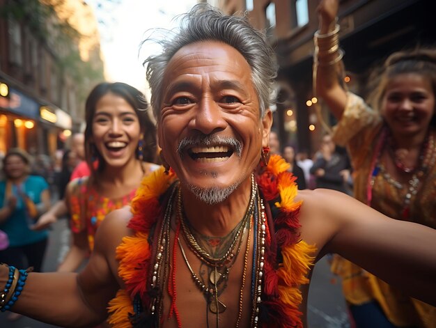 Photo d'artistes de rue colombiens divertissant les foules avec Festive Mu Festive Colombia Vibrant