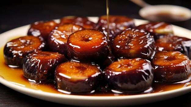 Une photo d'une assiette de figues et de prunes