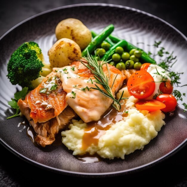 photo d'une assiette de plats délicieux et savoureux