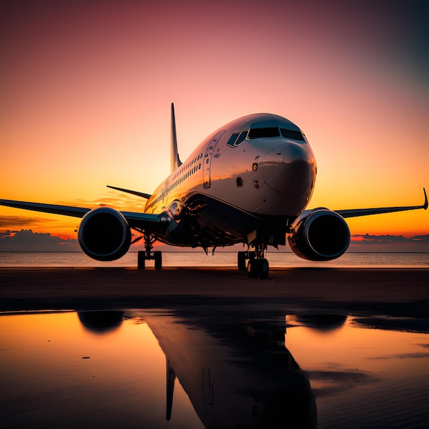 photo d'avion au coucher du soleil belle photographie