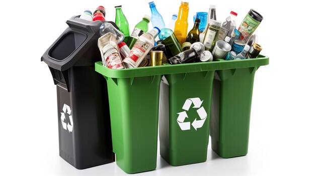 Une photo d'un bac de recyclage avec le symbole de tri