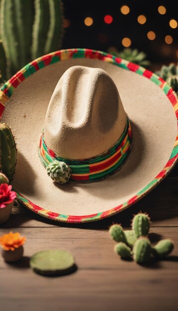 Photo de la bannière du Cinco De Mayo avec le cactus Sombrero