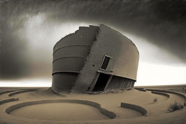 Photo une photo d'un bâtiment dans le désert avec le mot jésus dessus