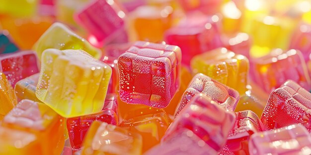 Photo photo beaucoup de différentes friandises de sucre multicolores disposées en une seule pile