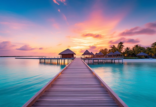 Photo de beaux hôtels et plages des Maldives