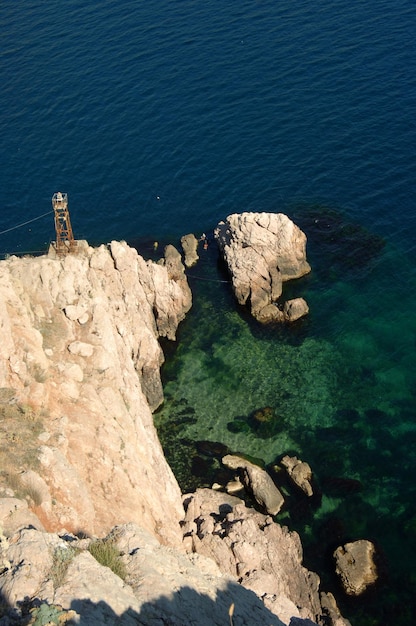 Photo de beaux paysages marins et de falaises de montagne