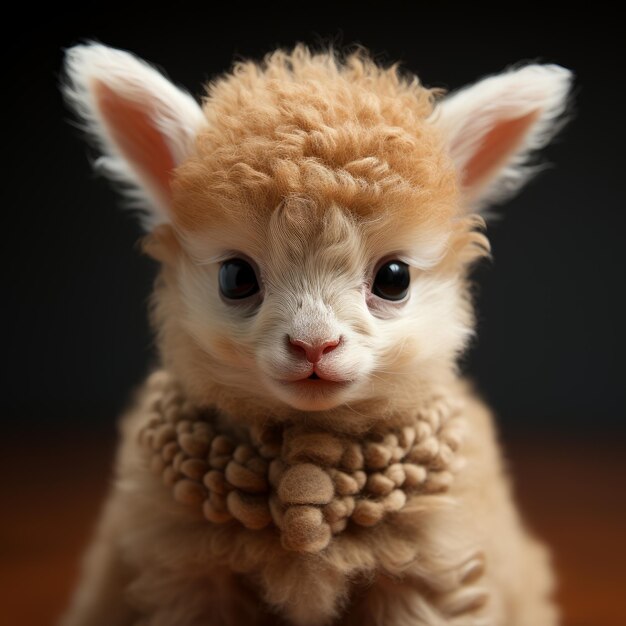 Photo photo d'un bébé alpaca avec une laine douce et laineuse ia générative