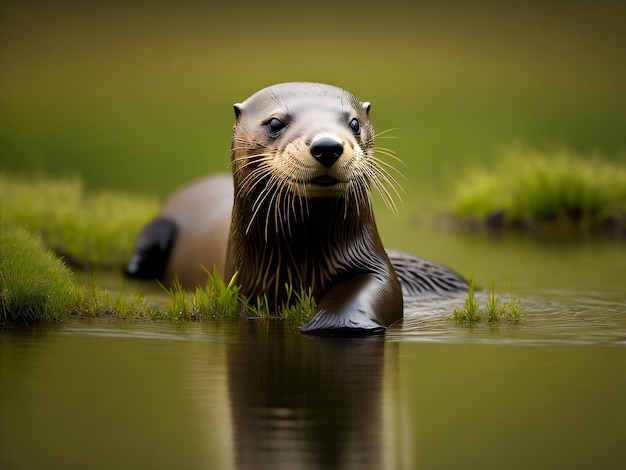 Photo d'un bel animal loutre avec un appareil photo reflex numérique