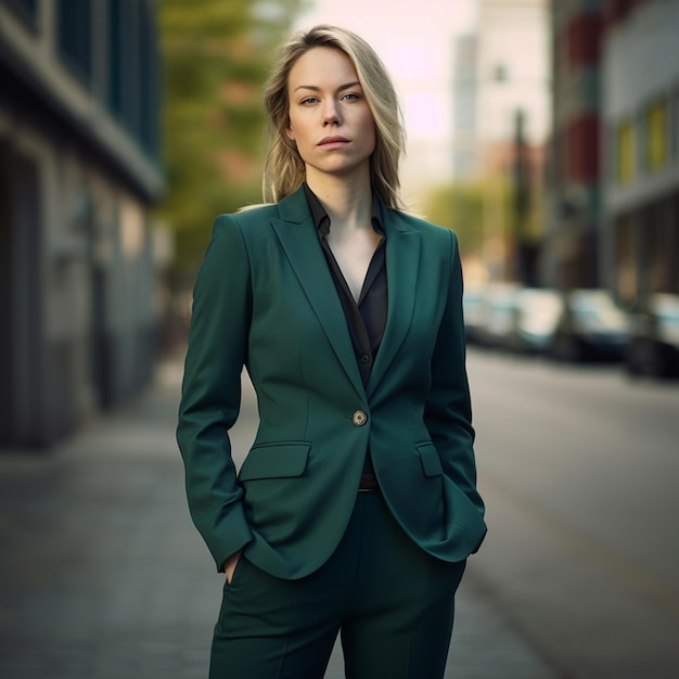 Une photo d'une belle femme d'affaires dans un bureau d'affaires