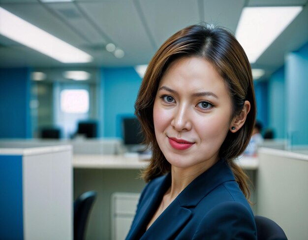 Photo photo d'une belle femme asiatique à l'intérieur de la salle de réunion du bureau ia générative