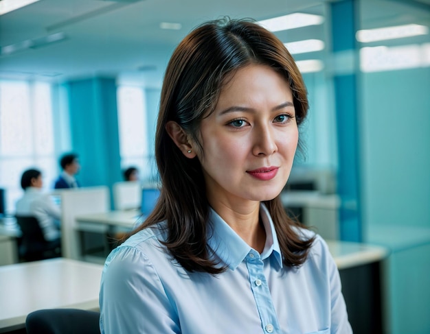 Photo photo d'une belle femme asiatique à l'intérieur de la salle de réunion du bureau ia générative