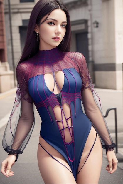 Photo d'une belle femme avec un costume de super héros