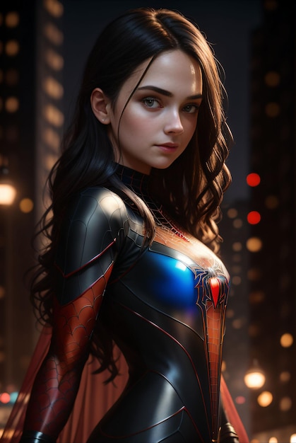 Photo d'une belle femme avec un costume de super héros