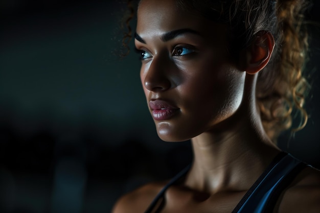 Photo d'une belle femme instructrice de fitness avec une IA générative