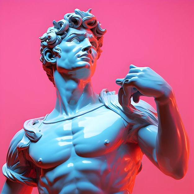 photo belle figure romaine sculptée sur fond coloré ai générative