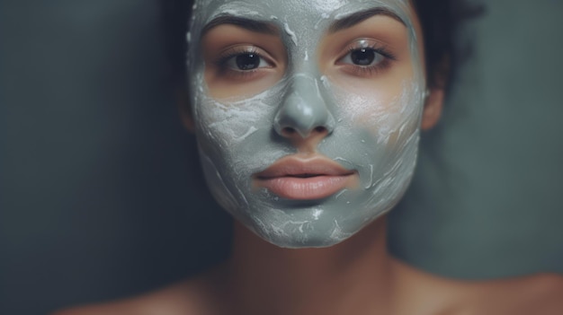 photo d'une belle fille avec un modèle de soins de la peau masque