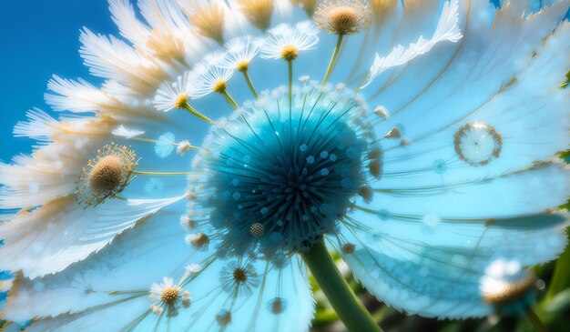 Photo photo d'une belle fleur blanche et bleue en gros plan