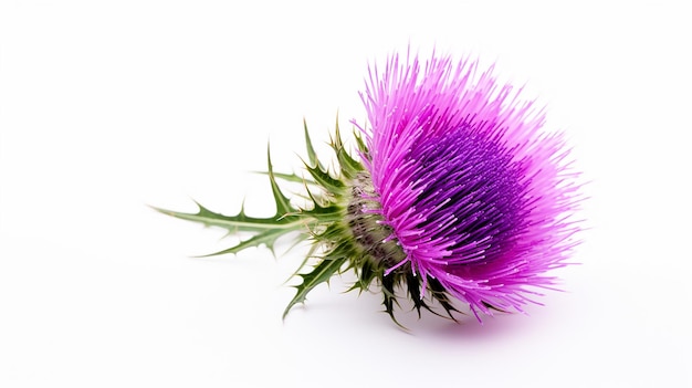 Photo d'une belle fleur de chardon isolée sur un fond blanc