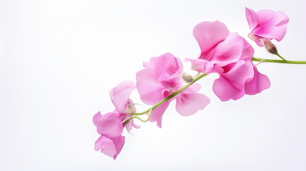 Photo d'une belle fleur de pois sucré isolée sur un fond blanc