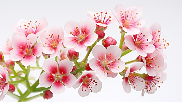 Photo d'une belle fleur de saxifrage isolée sur un fond blanc