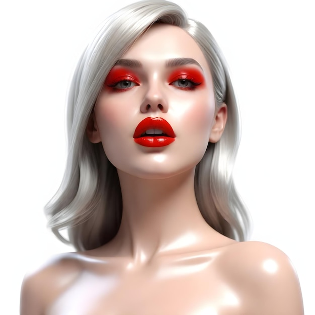 photo belle jeune femme de mode avec rouge à lèvres glamour modèle de mode avec brillant brillant faire