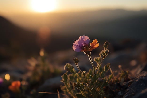 Photo belle petite fleur couleur naturelle arrière-plan flou généré ai