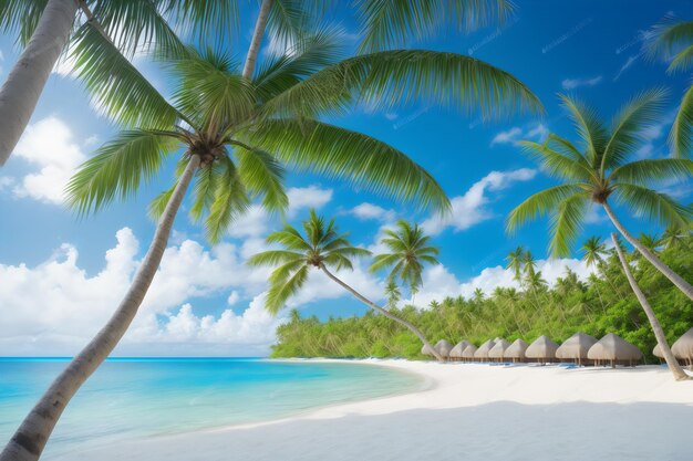 photo belle plage tropicale et mer avec un palmier à noix de coco dans l'île du paradis