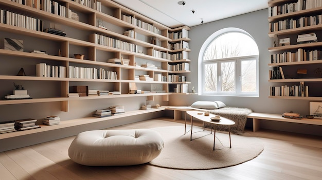 Photo une photo d'une bibliothèque domestique minimaliste