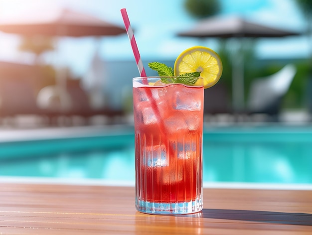 Photo de boisson froide d'été sur la piscine