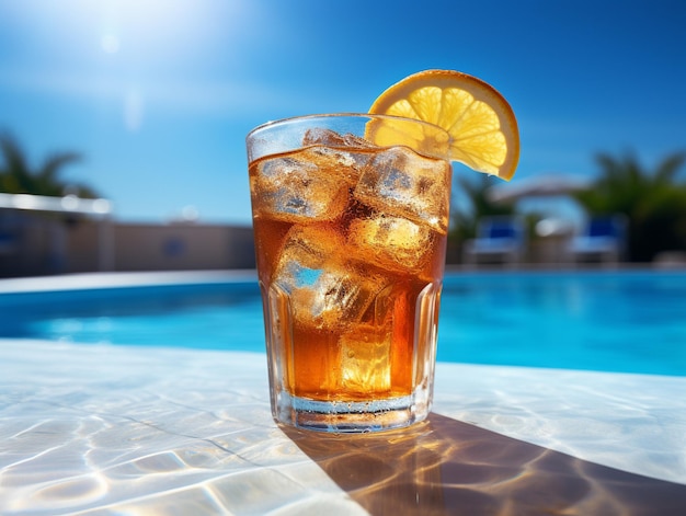 Photo de boisson froide d'été sur la piscine