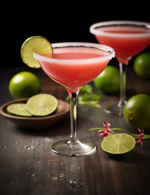Photo d'une boisson Guava Margarita élégamment plaquée sur une table
