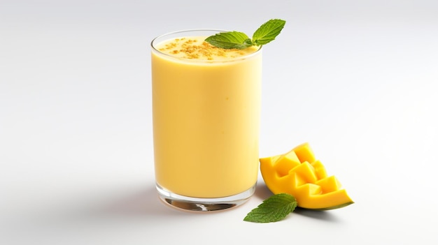 Photo d'une boisson Mango Lassi isolée sur un fond blanc plat