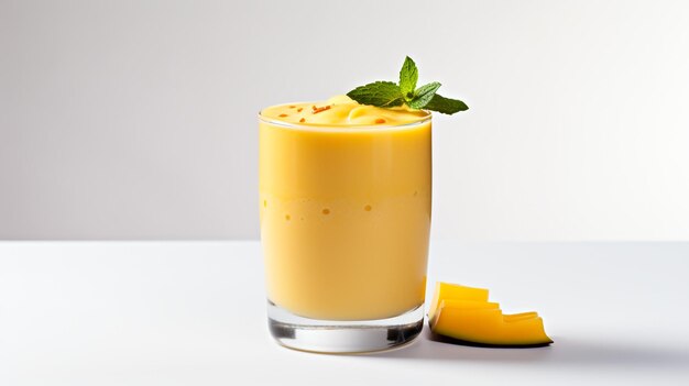 Photo d'une boisson Mango Lassi isolée sur fond blanc plat