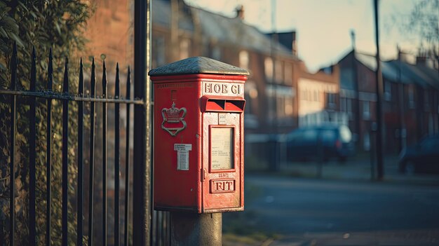 Photo une photo d'une boîte aux lettres vintage sur un coin de rue à la lumière douce du matin