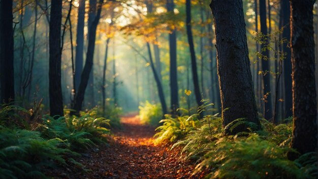 Une photo Bokeh d'une forêt qui peut vous rafraîchir les yeux si vous