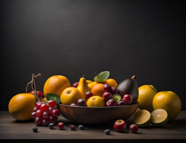 Photo d'un bol de fruits sur une table lors de la Journée mondiale de la sécurité alimentaire avec IA générative