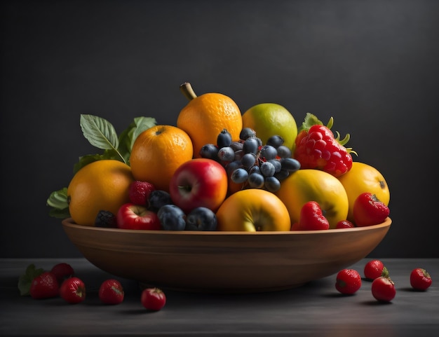 Photo d'un bol de fruits sur une table lors de la Journée mondiale de la sécurité alimentaire avec IA générative