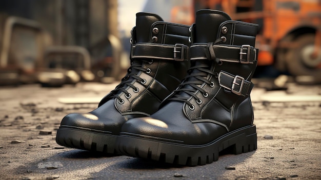 Une photo de bottes de combat d'inspiration urbaine